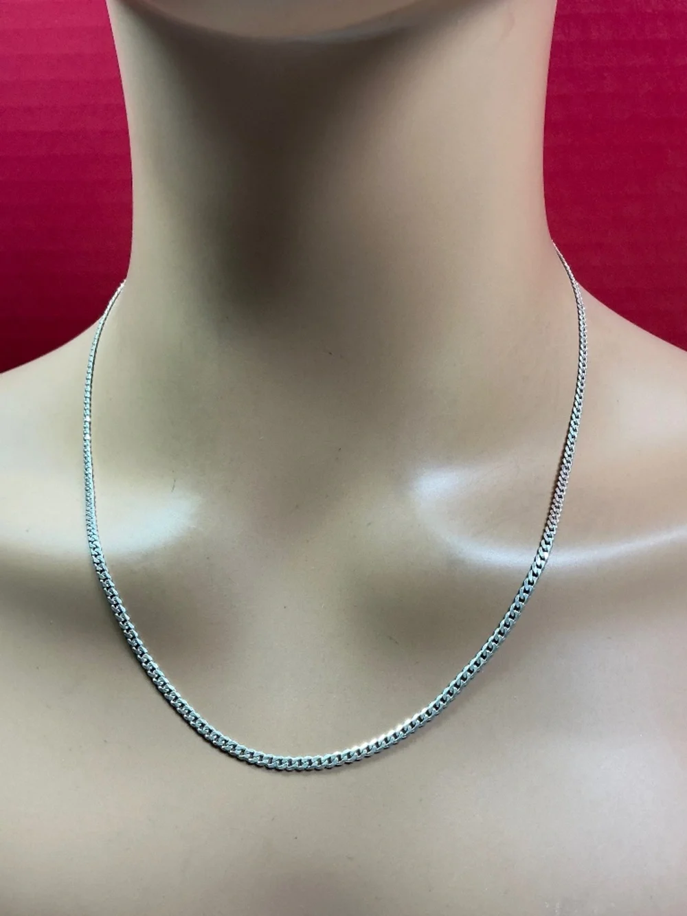 Sterling Silver Italian Curb Link Chain / Necklace. 19.5 inches long
